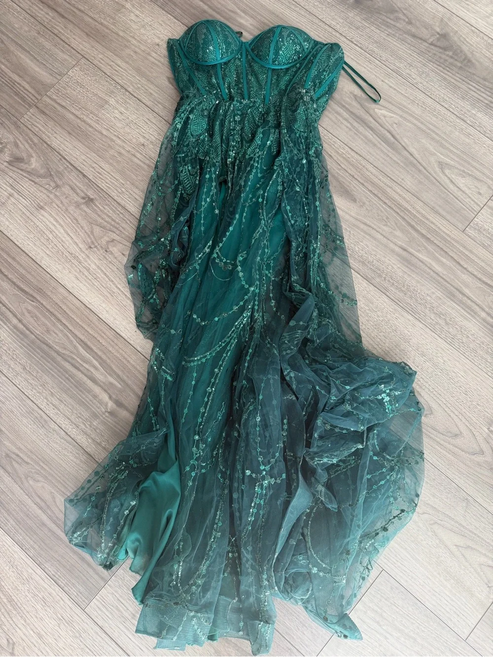 Cinderella Emerald Green Sequined Evening Dress